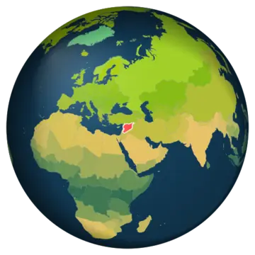 Globe centered on Syria